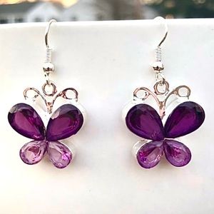 - Purple Gem Butterfly Silver Earrings! NEW!